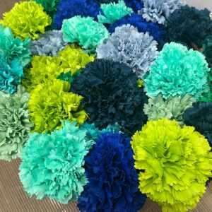 CLAVELES GRANDES TONOS AZULES Y VERDES