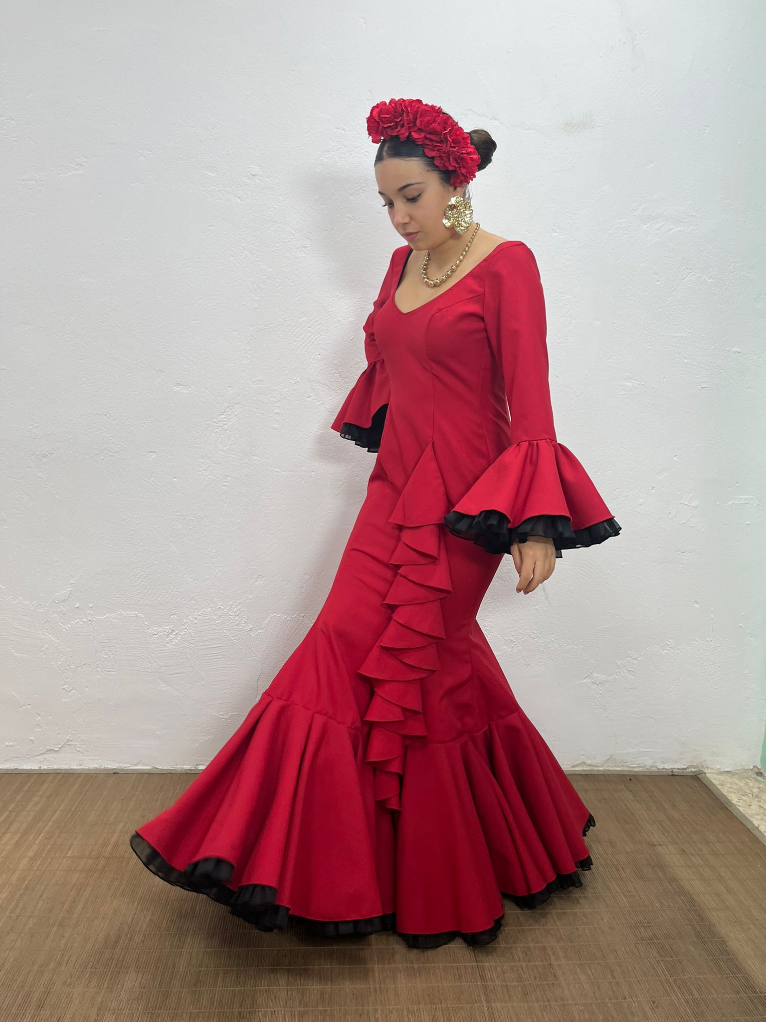 VESTIDO CASCADA ROJO TULL ROJO Y NEGRO - Imagen 8