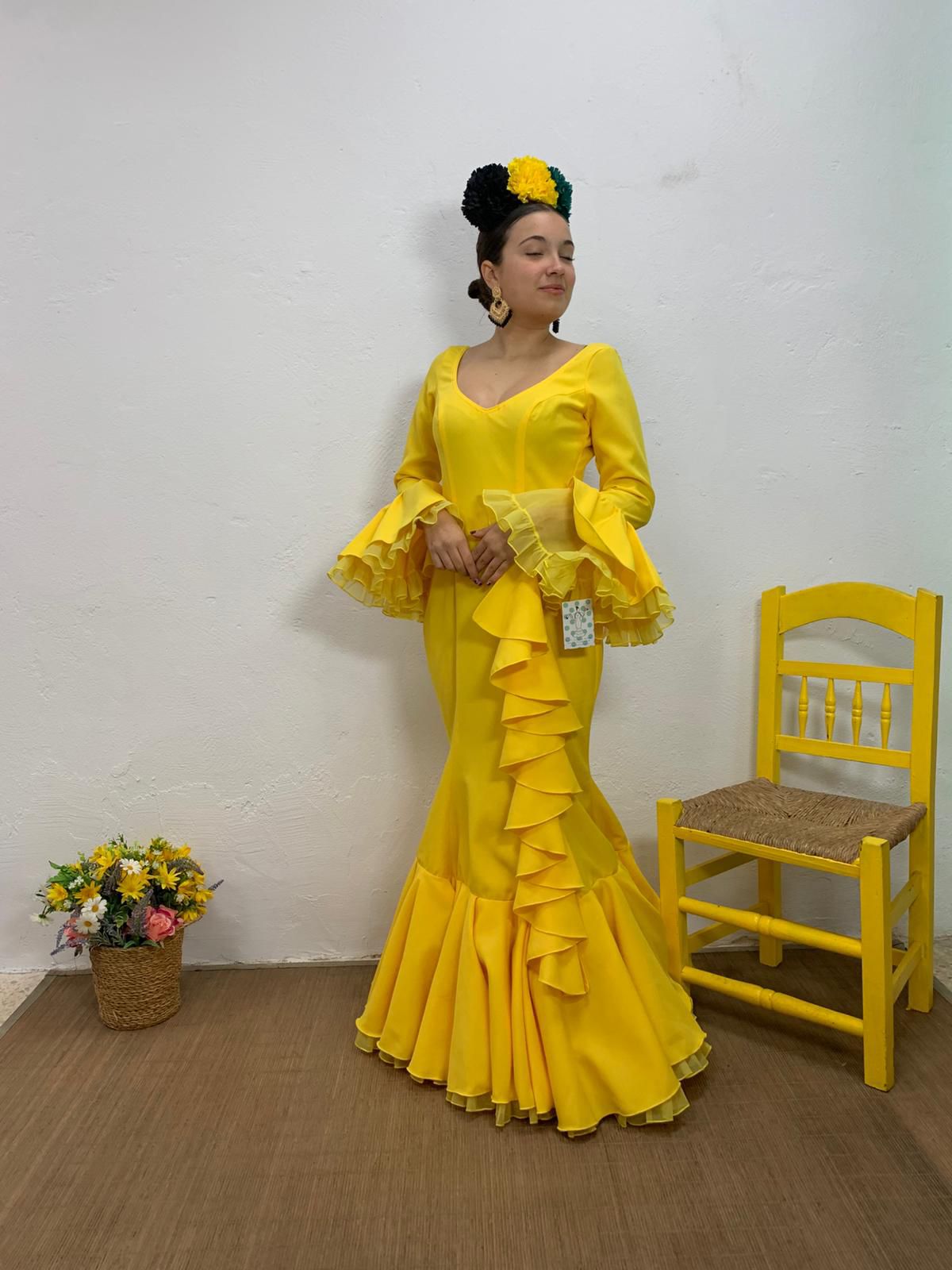 VESTIDO CASCADA AMARILLO TULL AMARILLO Y TULL NEGRO - Imagen 12