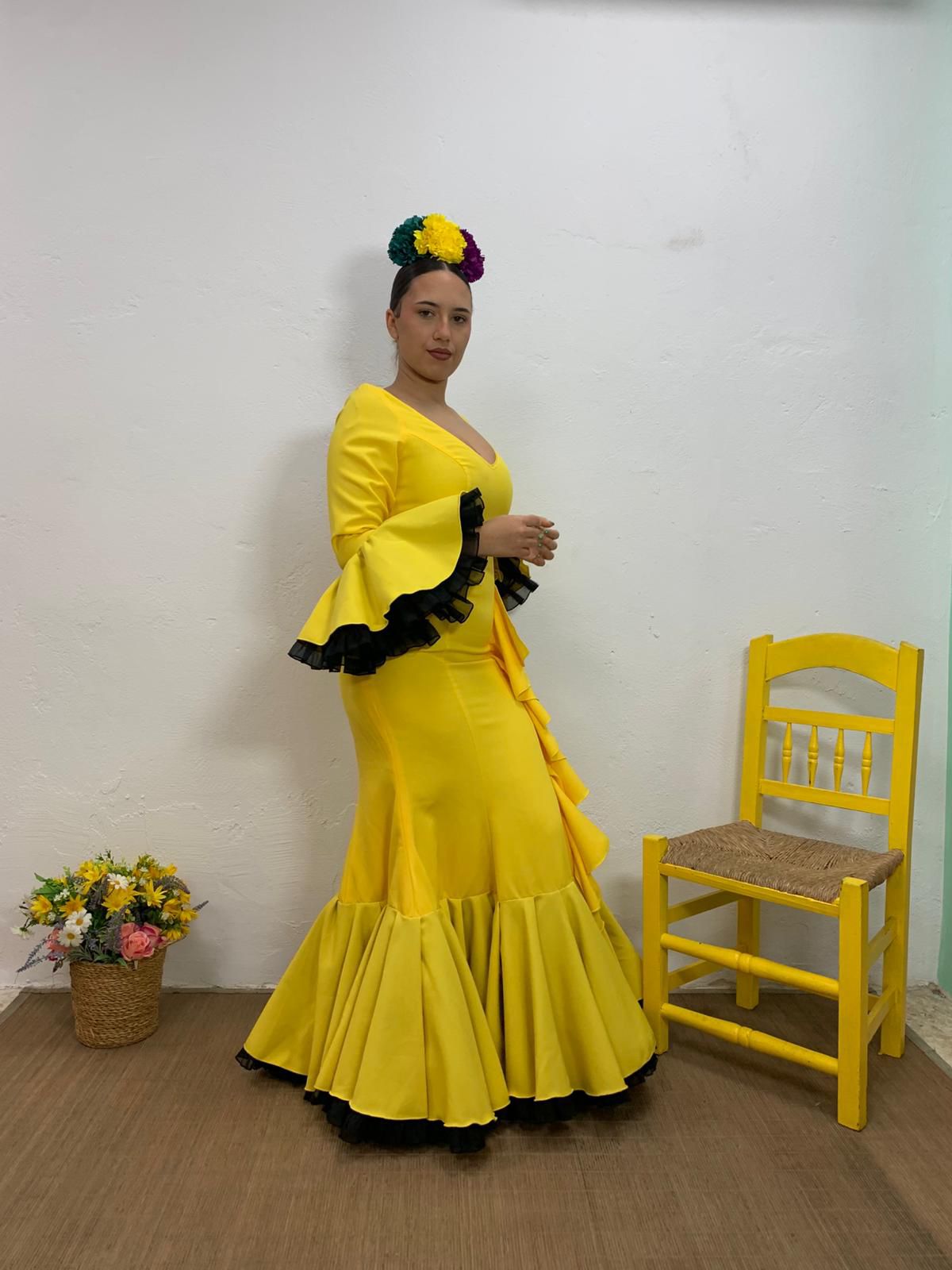 VESTIDO CASCADA AMARILLO TULL AMARILLO Y TULL NEGRO - Imagen 6
