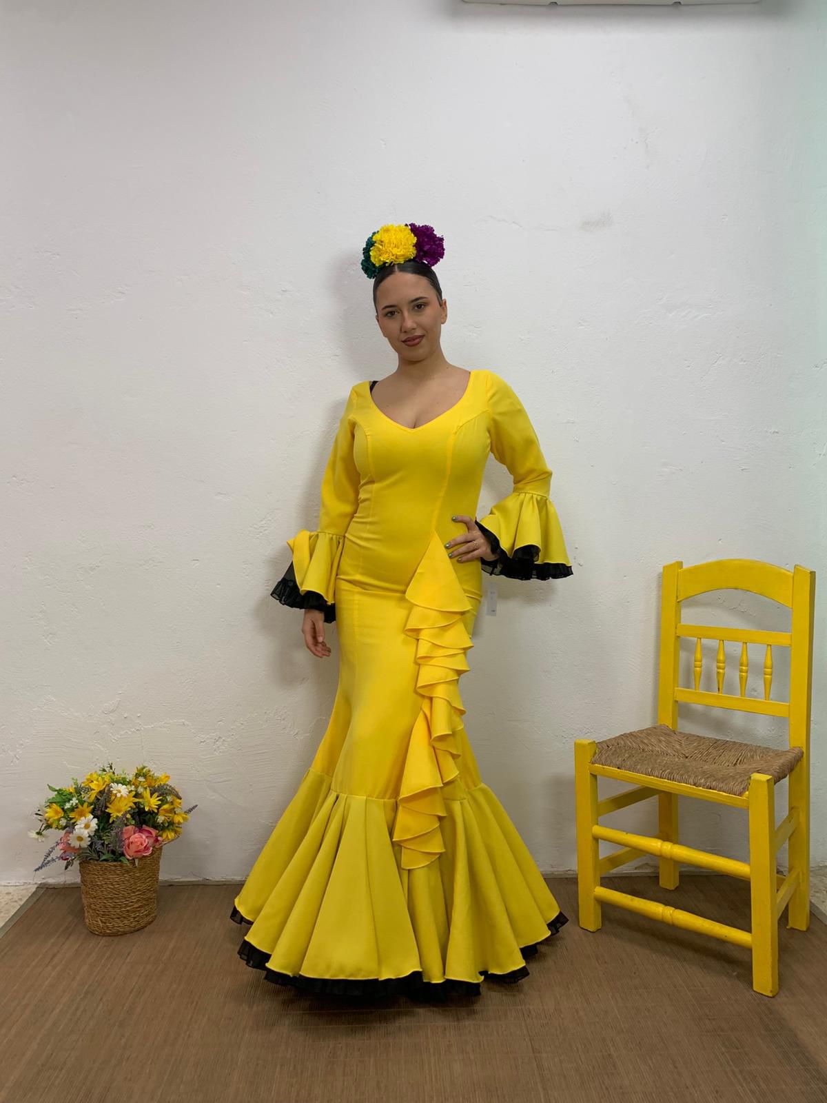 VESTIDO CASCADA AMARILLO TULL AMARILLO Y TULL NEGRO - Imagen 10
