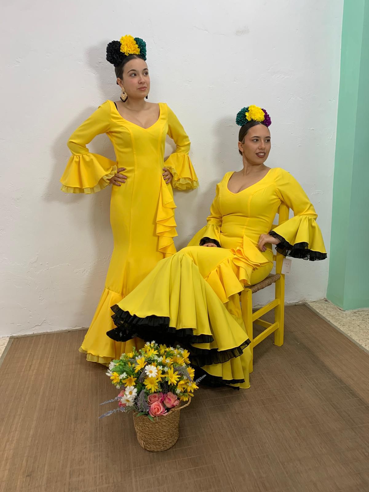 VESTIDO CASCADA AMARILLO TULL AMARILLO Y TULL NEGRO - Imagen 7