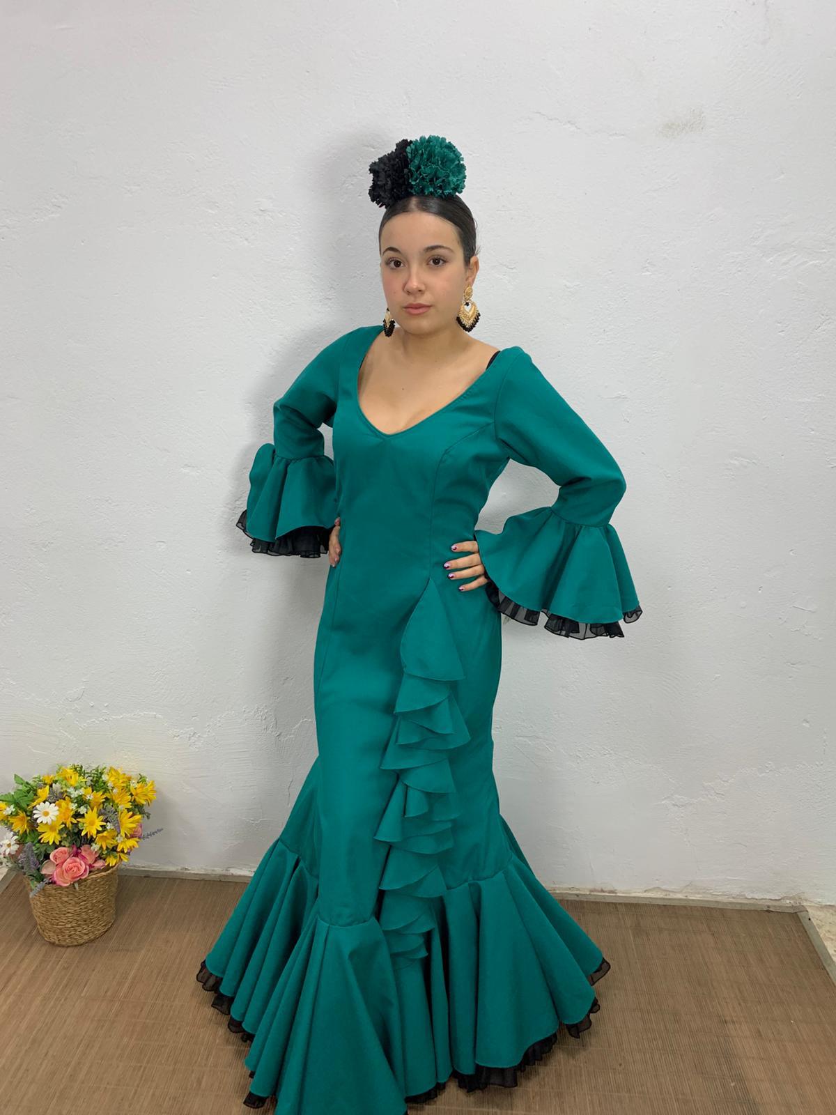 VESTIDO CASCADA VERDE AGUA OSCURO - Imagen 4