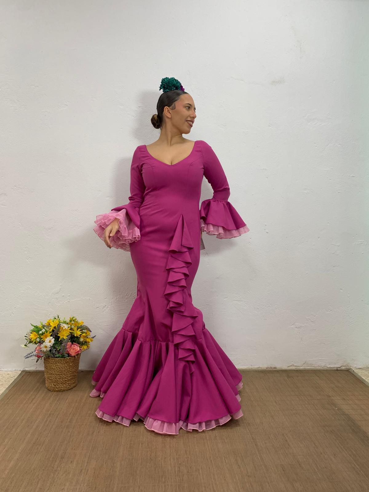 VESTIDO CASCADA BUGANVILLA CON TULL BUGANVILLA Y TULL ROSITA