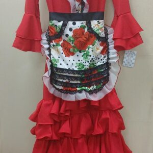 MANDIL + PICO BLANCO ESTAMPADO FLORAL Y ADORNO