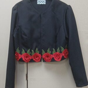 CHAQUETILLA NEGRA CON ADORNOS FLORALES